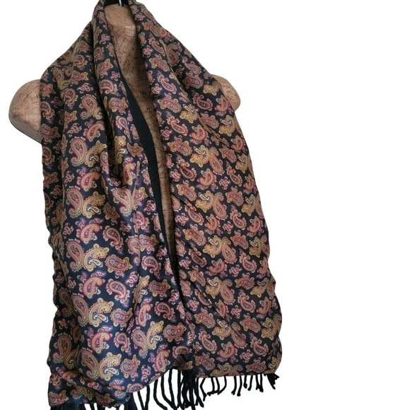 Vtg Chatworth Tie Rack Men's Wool/Silk Paisley print Opera scarf - Picture 2 of 14